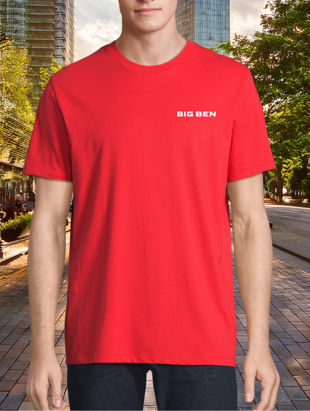 BigBen Unisex T-shirt Chest-Schriftzug white